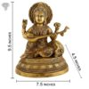 Photo of Unique Saraswati Statue Sitting and Playing Musical Instrument-9"-with Measurements