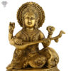 Photo of Unique Saraswati Statue Sitting and Playing Musical Instrument-9"-Zoomed in