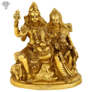 Photo of Lord Shiva with Wife Goddess Parvati, Sons Ganesh and Subramanya-10"-Facing Front