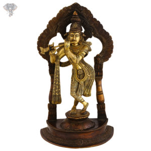 Photo of Artistic Standing Krishna Statue Playing Flute-14"-Facing Front