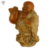 Photo of Laughing Buddha Holding Money Bag with Copper Coloured Matte finishing-11"-facing Right side