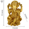 Photo of Very Artistic Ganesha with Gold finishing-12"-with measurements