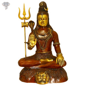 Photo of Beautiful Lord Shiva Statue with Maroon Finishing-33"-Facing Front