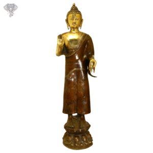 Photo of Standing Buddha Statue with Blessing Hands-33"-Facing Front
