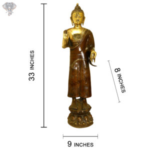 Photo of Standing Buddha Statue with Blessing Hands-33"-with measurements