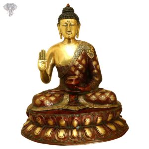 Photo of Sitting Buddha Statue on Lotus with Blessing Hands-29"-Facing Front