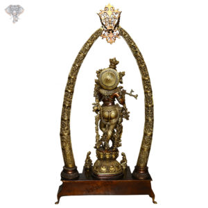 Photo of Artistic Standing Krishna Statue with Flute-48"Back side