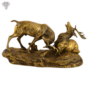 Photo of Rare Statue of 2 Stags Fighting-8"-Facing Front