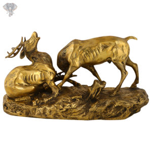 Photo of Rare Statue of 2 Stags Fighting-8"-Back side