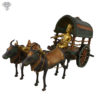 Photo of Very Rare Bullock Cart with 2 ox and a man riding it-12"-facing Left side