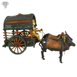 Photo of Very Rare Bullock Cart with 2 ox and a man riding it-12"-Back side