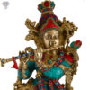 Photo of Lord Krishna Playing Flute along with Holy Cow decorated with multicolour Stone Work - Zoomed In