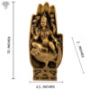 Photo of Lakshmi carved inside hand sitting on owl - with measurements