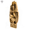 Photo of Lakshmi carved inside hand sitting on owl - facing Right side