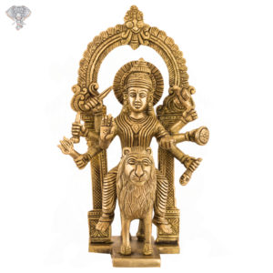 Photo of Maa Durga sitting on lion facing Front - Facing Front
