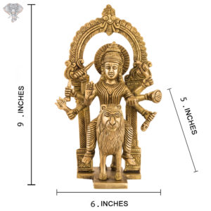 Photo of Maa Durga sitting on lion facing Front - with measurements
