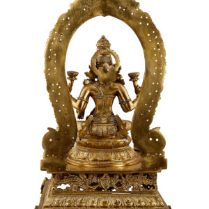 Photo of Bronze Goddess Lakshmi idol with Prabhavali - Back side