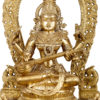 Photo of Bronze Goddess Saraswati idol with Prabhavali - Zoomed In