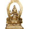 Photo of Bronze Goddess Saraswati idol with Prabhavali - Back side