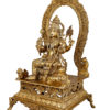 Photo of Bronze Goddess Rajarajeshwari idol with Prabhavali - facing Right side