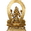 Photo of Bronze Goddess Rajarajeshwari idol with Prabhavali - Back side-Big