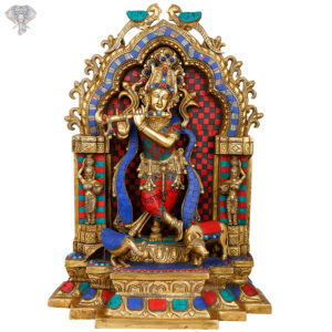 Photo of Standing Shri Krishna Statue and Playing Flute - Facing Front