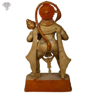 Photo of Standing Hanuman Statue with blessing hands in unique Brown matte finishing - Back side