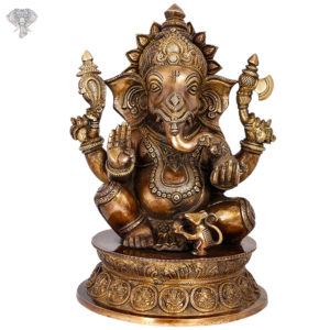 Photo of Brown Coloured Lord Ganesh Ji Statue - Facing Front