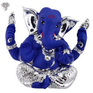 Photo of Ganesh Ji - Blue, 999 Silver - Facing Front