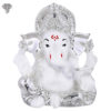 Photo of Shining Ganesh Ji Idol - White, 999 Silver - Facing Front