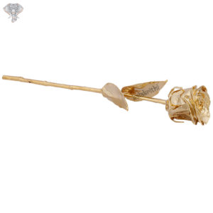 Photo of Solid 24K Gold Plated Rose - 6 inches Available in velvet box - facing Left Side