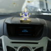 Photo of Ganesh Ji with Crown - Blue, 24K Gold - Facing Front-In Car