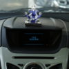 Photo of Ganesh Ji with Crown - Blue, 999 Silver - Facing Front-In Car